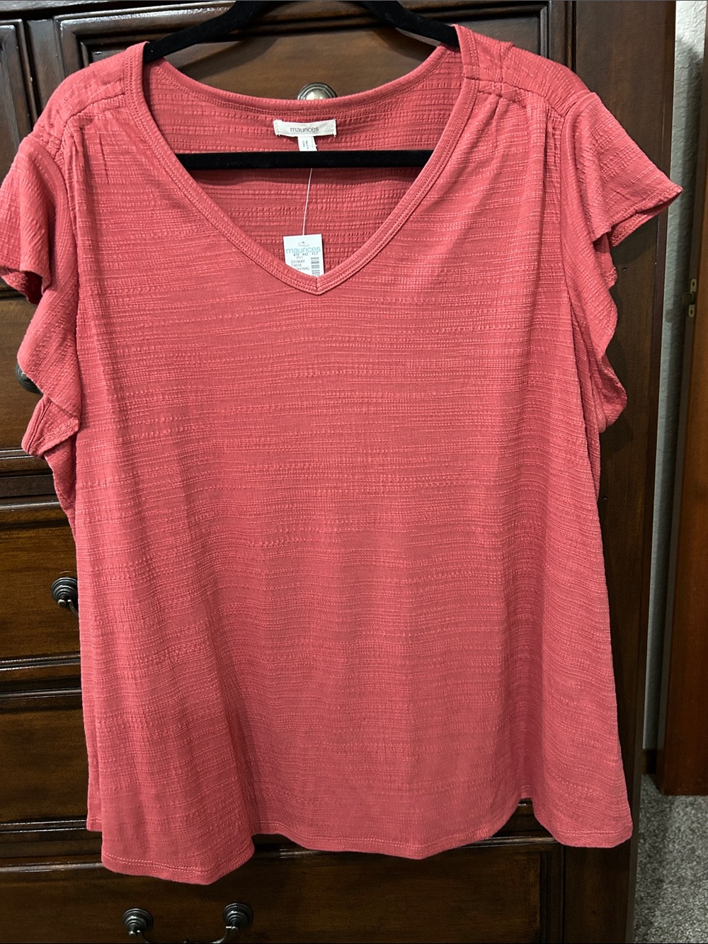 Maurices Coral dusty Pink V-Neck Flutter Sleeve Top